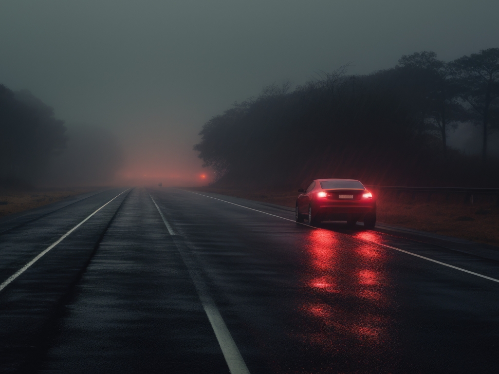 Car on the side of the road with hazard lights on