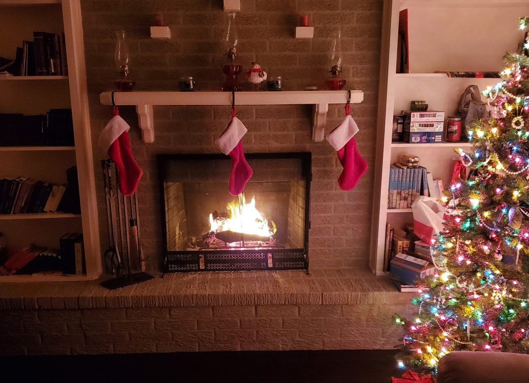 Stockings hung by the fireplace